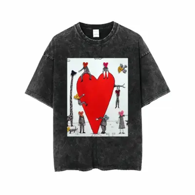 Men Love Is All Around Short Sleeve T-Shirt (Denim Fabric)