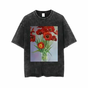 Men Tulips Short Sleeve T-Shirt (Denim Fabric)