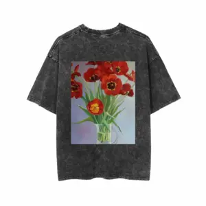 Men Tulips Short Sleeve T-Shirt (Denim Fabric)