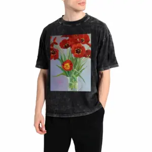 Men Tulips Short Sleeve T-Shirt (Denim Fabric)