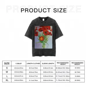 Men Tulips Short Sleeve T-Shirt (Denim Fabric)