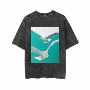 Men Seagulls Short Sleeve T-Shirt (Denim Fabric)