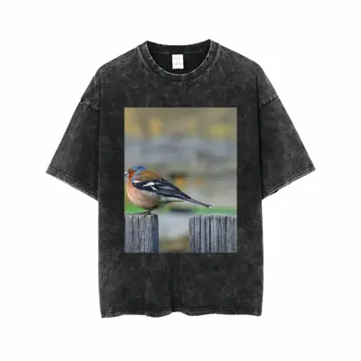 Men Bird Short Sleeve T-Shirt (Denim Fabric)