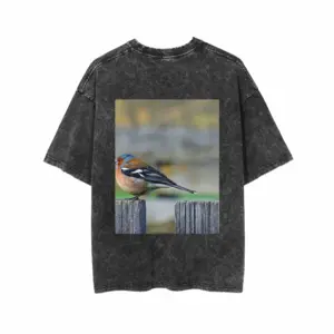 Men Bird Short Sleeve T-Shirt (Denim Fabric)