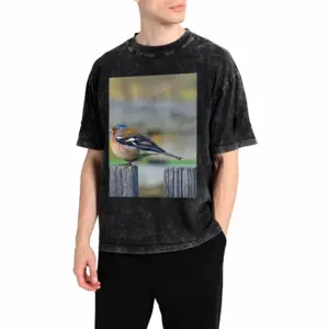 Men Bird Short Sleeve T-Shirt (Denim Fabric)