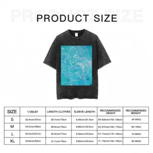 Men Turquoise Peony Short Sleeve T-Shirt (Denim Fabric)