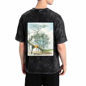 Men The Sacred Branch Short Sleeve T-Shirt (Denim Fabric)