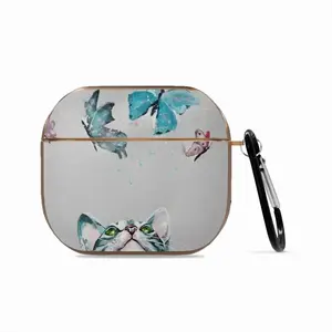 Cat And Butterflies Airpods 3 Case (Hard Shell, Rose Gold)