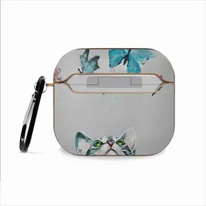 Cat And Butterflies Airpods 3 Case (Hard Shell, Rose Gold)