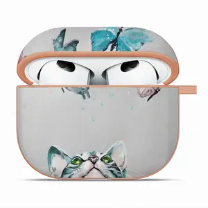 Cat And Butterflies Airpods 3 Case (Hard Shell, Rose Gold)