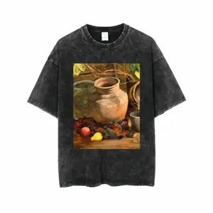 Men Ceramic Tableware Short Sleeve T-Shirt (Denim Fabric)