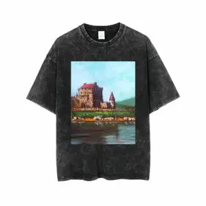 Men Fantasy Castle Short Sleeve T-Shirt (Denim Fabric)