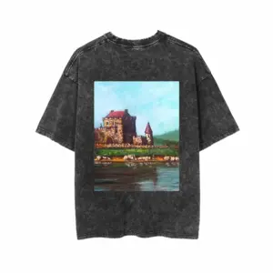 Men Fantasy Castle Short Sleeve T-Shirt (Denim Fabric)