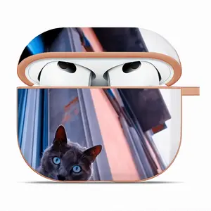 City Cat Airpods 3 Case (Hard Shell, Rose Gold)