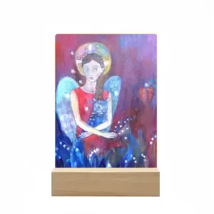 Angel With Cat Acrylic Lamp (Rectangle)