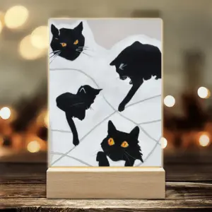 Cats With Thread Acrylic Lamp (Rectangle)