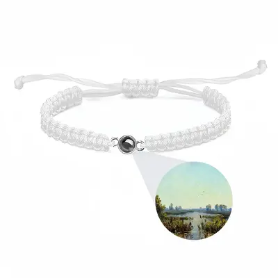 Sunrise Lake With Reeds Braided Rope Projection Bracelet