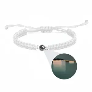 Lagoon With 2 Boats At The Top Braided Rope Projection Bracelet