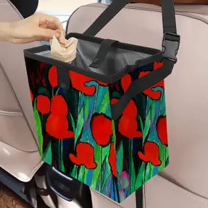 Red Tulips Car Garbage Storage Bag