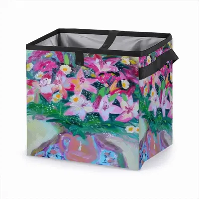 Lilies On White Car Garbage Storage Bag