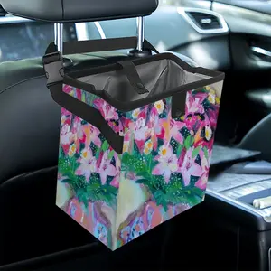 Lilies On White Car Garbage Storage Bag