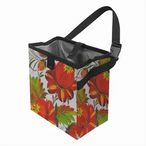 Orange Flower Car Garbage Storage Bag