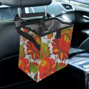 Orange Flower Car Garbage Storage Bag