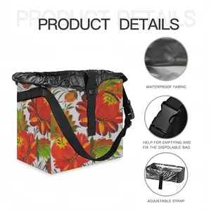 Orange Flower Car Garbage Storage Bag