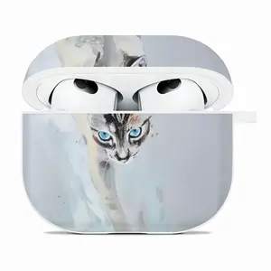 Cat With Fish Airpods 3 Case (Hard Shell, White)