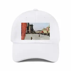 Lady In Red Square Baseball Cap (White)