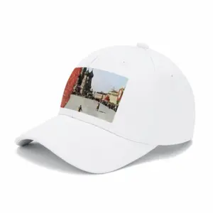 Lady In Red Square Baseball Cap (White)