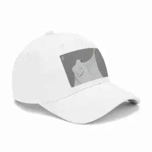 Smiling Stingray Portraiture Impressionism Watercolor Baseball Cap (White)