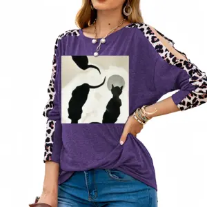 Women Eating Cats Leopard Long-Sleeved T-Shirt