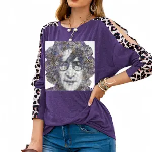 Women Imagine John Lennon Leopard Long-Sleeved T-Shirt