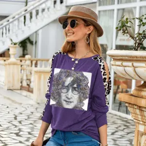 Women Imagine John Lennon Leopard Long-Sleeved T-Shirt