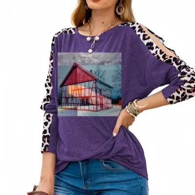 Women Orange Soul Leopard Long-Sleeved T-Shirt