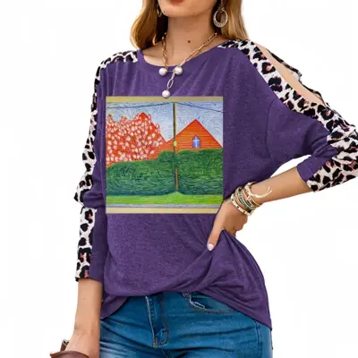 Women Verdant Curtain Leopard Long-Sleeved T-Shirt