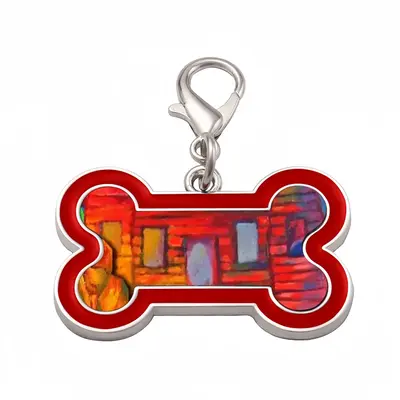 Red House With Miles Dog Bone Keychain