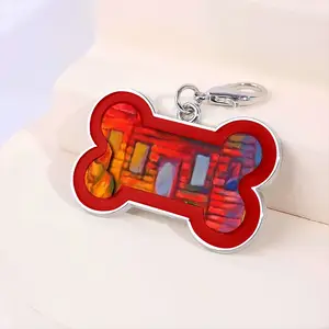 Red House With Miles Dog Bone Keychain