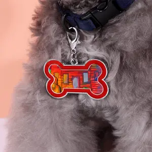 Red House With Miles Dog Bone Keychain