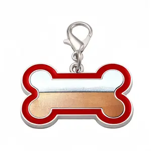 Black And White Over Copper Dog Bone Keychain