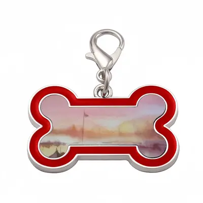 The Boat And Sunset Dog Bone Keychain