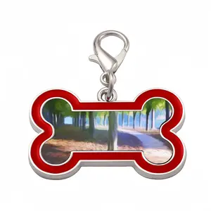 Waterfront Trees Alley Dog Bone Keychain