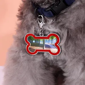 Waterfront Trees Alley Dog Bone Keychain