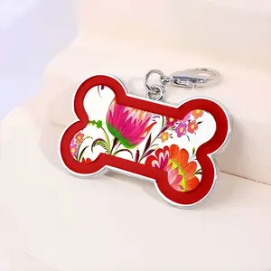 Three Flowers Of Joy Dog Bone Keychain