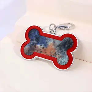 Moody Landscape Dog Bone Keychain