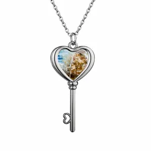 She Is Elsewhere Heart Shaped Key Necklace