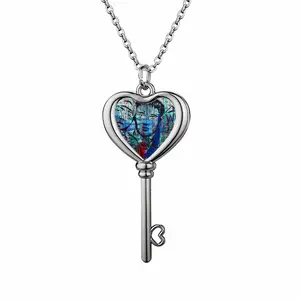 Black Widow In The Garden Of Eden Heart Shaped Key Necklace