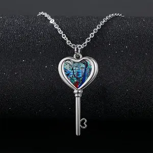 Black Widow In The Garden Of Eden Heart Shaped Key Necklace