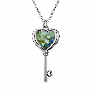 Water Lilies 1 Heart Shaped Key Necklace